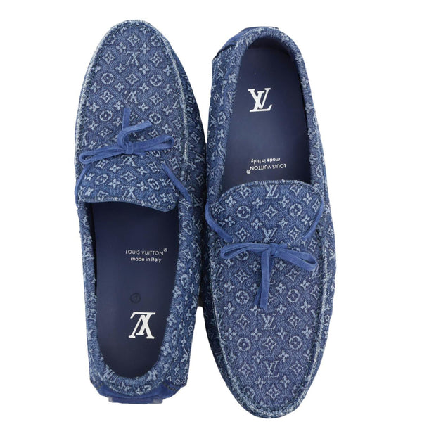 LOUIS VUITTON Driver Moccasin Monogram Denim Loafers Blue