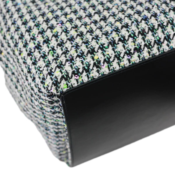 CHRISTIAN DIOR Toujours Houndstooth Embroidery Sequins Tote Bag Black