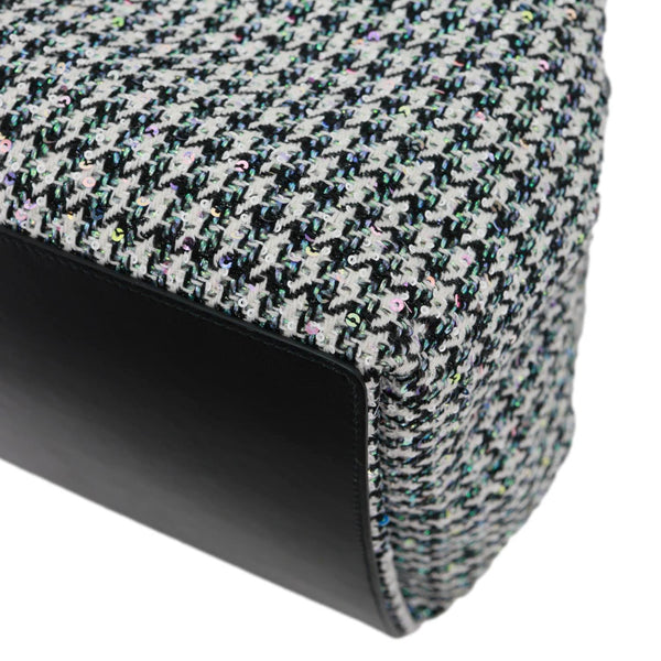 CHRISTIAN DIOR Toujours Houndstooth Embroidery Sequins Tote Bag Black