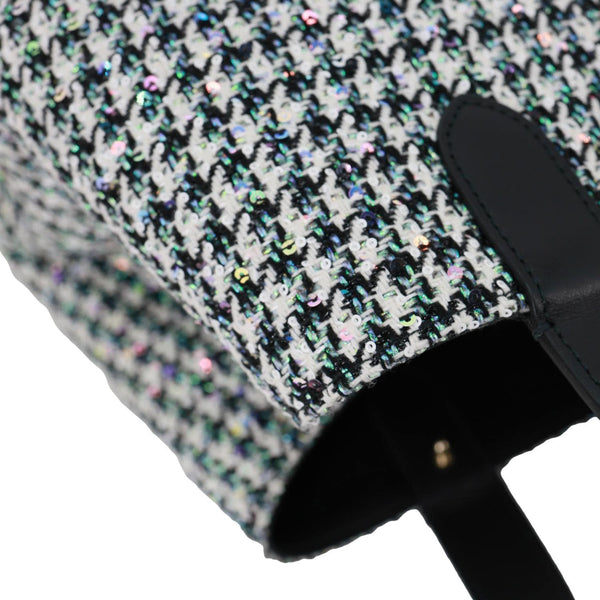 CHRISTIAN DIOR Toujours Houndstooth Embroidery Sequins Tote Bag Black