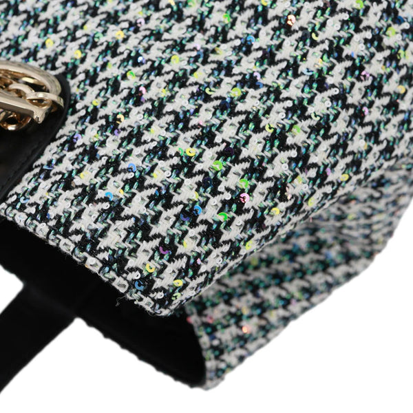 CHRISTIAN DIOR Toujours Houndstooth Embroidery Sequins Tote Bag Black