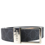 GUCCI Rectangular Buckle GG Supreme Canvas Reversible Belt Black 722370 Size 110/44