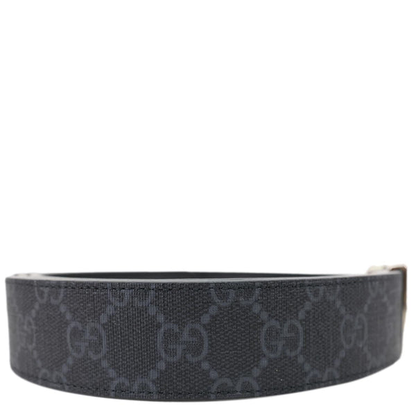 GUCCI Rectangular Buckle GG Supreme Canvas Reversible Belt Black 722370 Size 110/44