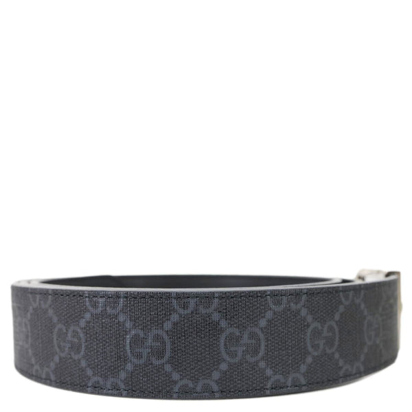 GUCCI Rectangular Buckle GG Supreme Canvas Reversible Belt Black 722370 Size 110/44