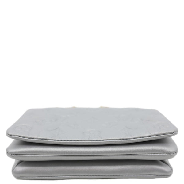 LOUIS VUITTON Coussin Pochette Embossed Leather Crossbody Bag Silver