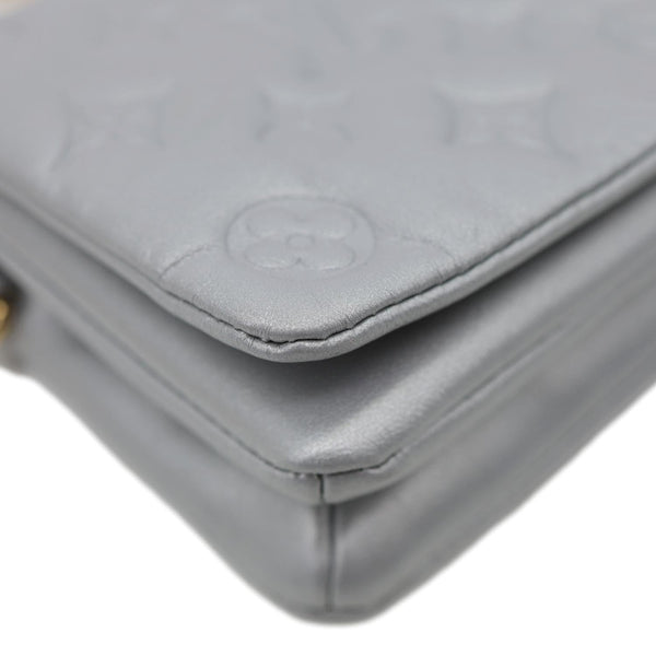 LOUIS VUITTON Coussin Pochette Embossed Leather Crossbody Bag Silver