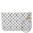 LOUIS VUITTON Neverfull Pochette Monogram Canvas Wristlet White