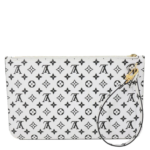 LOUIS VUITTON Neverfull Pochette Monogram Canvas Wristlet White