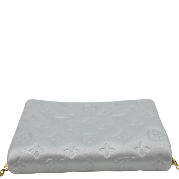 LOUIS VUITTON Coussin Pochette Embossed Leather Crossbody Bag Silver
