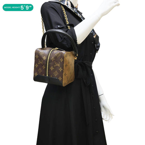 LOUIS VUITTON Square Reverse Monogram Canvas Tote Bag Brown