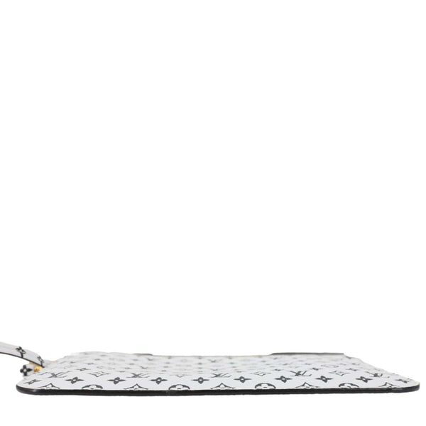 LOUIS VUITTON Neverfull Pochette Monogram Canvas Wristlet White