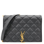 YVES SAINT LAURENT Becky Quilted Lambskin Leather Chain Shoulder Bag Black