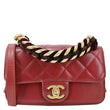 CHANEL Straight Lined Flap Mini Quilted Calfskin Leather Crossbody Bag Red