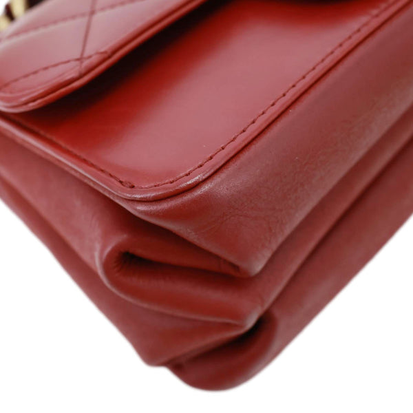 CHANEL Straight Lined Flap Mini Quilted Calfskin Leather Crossbody Bag Red