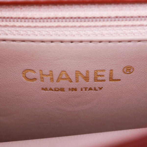 CHANEL Straight Lined Flap Mini Quilted Calfskin Leather Crossbody Bag Red