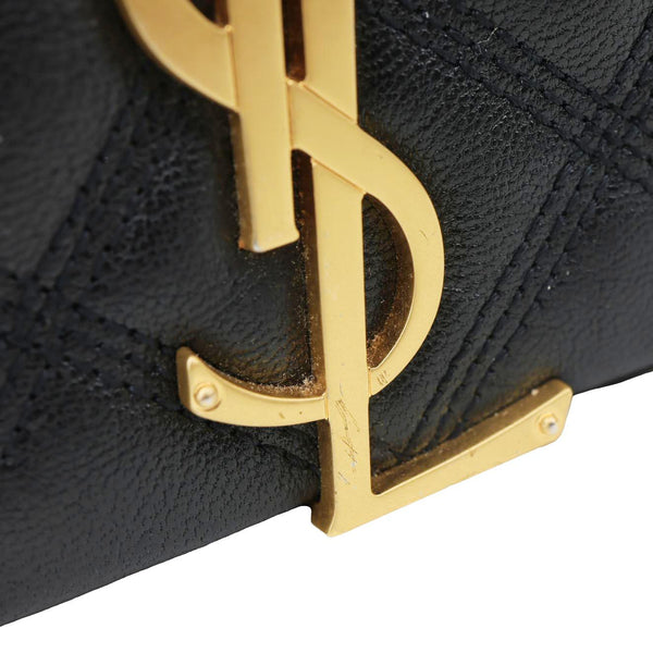 YVES SAINT LAURENT Becky Quilted Lambskin Leather Chain Shoulder Bag Black