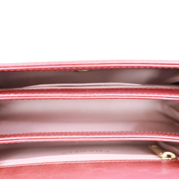 CHANEL Straight Lined Flap Mini Quilted Calfskin Leather Crossbody Bag Red