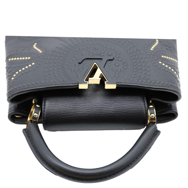 LOUIS VUITTON Capucines BB Trunk Lotus Leather Satchel Crossbody Bag Black