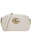 GUCCI GG Marmont Small Matelasse Chevron Leather Camera Bag White 447632