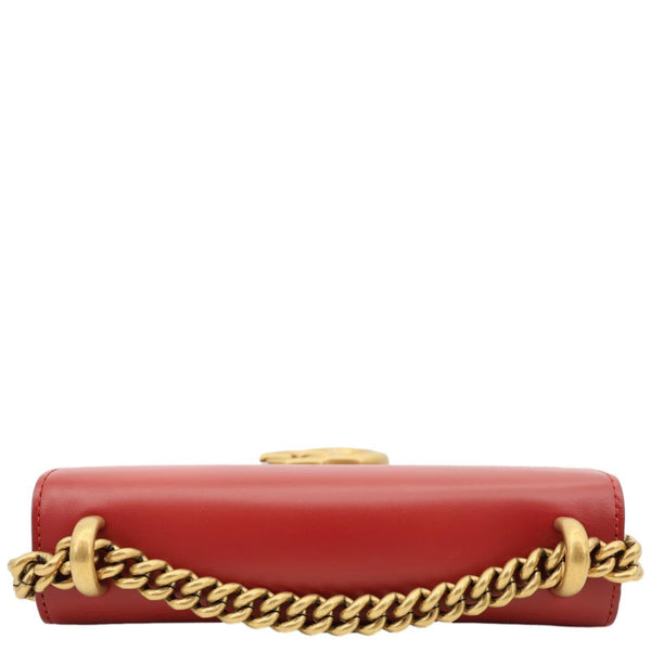 GUCCI Interlocking GG Small Leather Chain Shoulder Bag Red 431384
