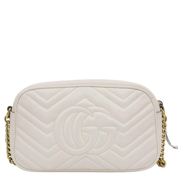 GUCCI GG Marmont Small Matelasse Chevron Leather Camera Bag White 447632
