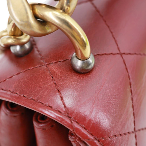 CHANEL Straight Lined Flap Mini Quilted Calfskin Leather Crossbody Bag Red