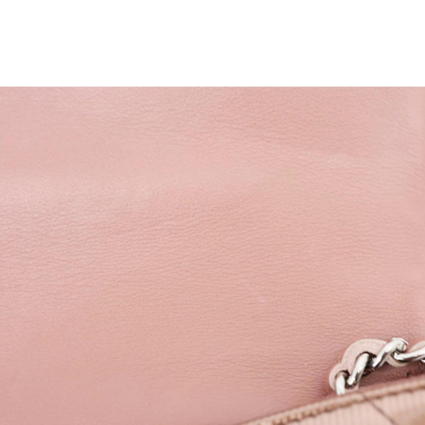 CHANEL Classic Flap Quilted Striated Patent Leather Shoulder Bag Bronze