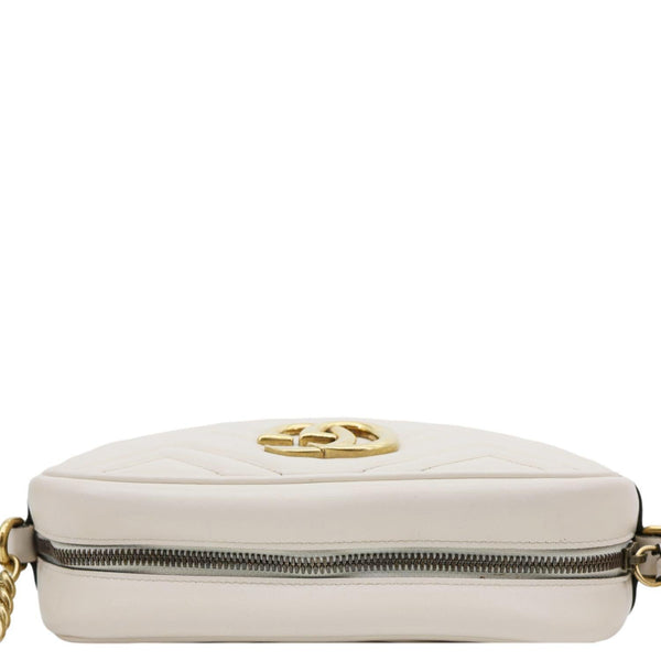 GUCCI GG Marmont Small Matelasse Chevron Leather Camera Bag White 447632
