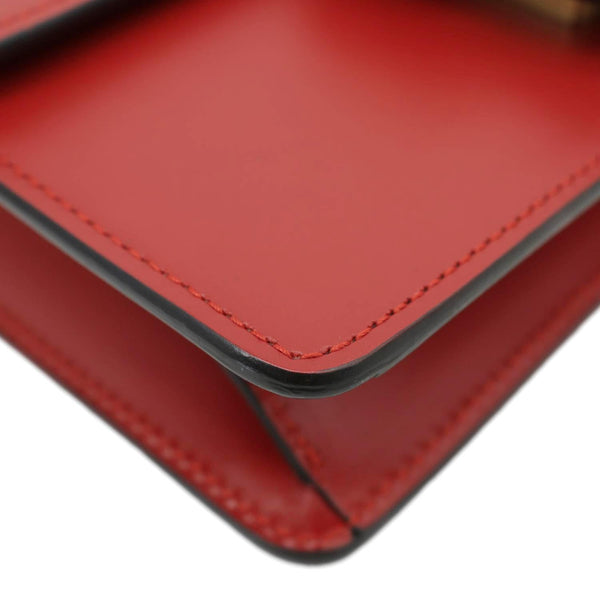 GUCCI Interlocking GG Small Leather Chain Shoulder Bag Red 431384