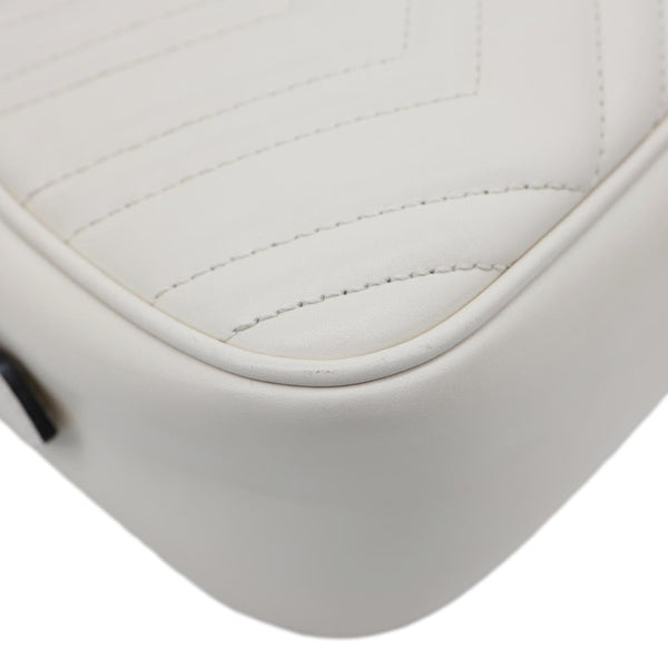 GUCCI GG Marmont Small Matelasse Chevron Leather Camera Bag White 447632