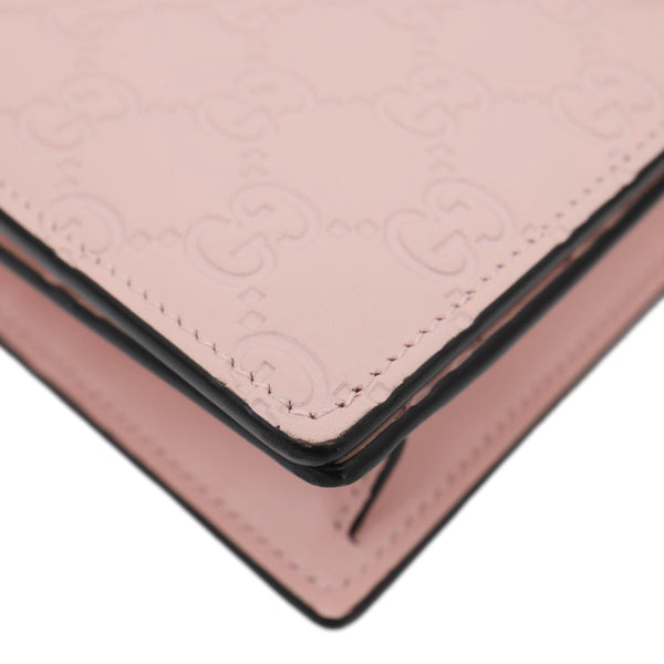 GUCCI Linea Cat Animalier Leather Chain Crossbody Bag Pink 548060