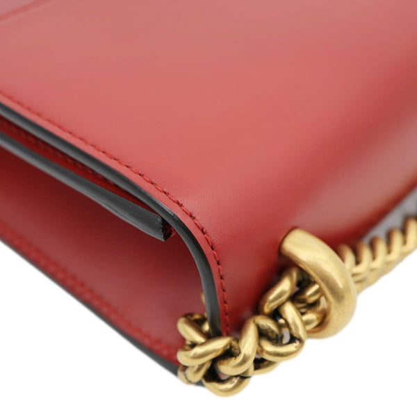 GUCCI Interlocking GG Small Leather Chain Shoulder Bag Red 431384