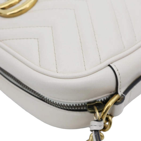 GUCCI GG Marmont Small Matelasse Chevron Leather Camera Bag White 447632