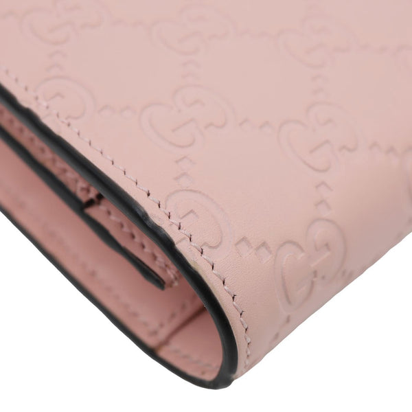 GUCCI Linea Cat Animalier Leather Chain Crossbody Bag Pink 548060