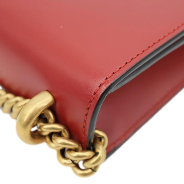 GUCCI Interlocking GG Small Leather Chain Shoulder Bag Red 431384