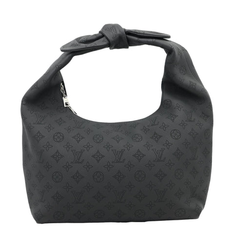 LOUIS VUITTON Why Knot MM Monogram Mahina Leather Hobo Bag Black