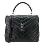 YVES SAINT LAURENT Loulou Quilted Leather Top Handle Shoulder Bag Black