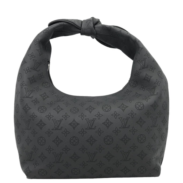 LOUIS VUITTON Why Knot MM Monogram Mahina Leather Hobo Bag Black
