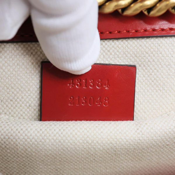 GUCCI Interlocking GG Small Leather Chain Shoulder Bag Red 431384
