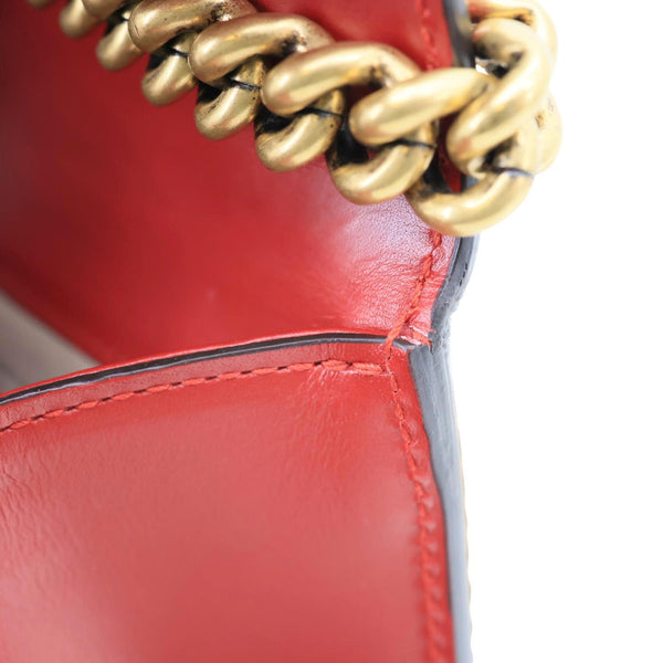 GUCCI Interlocking GG Small Leather Chain Shoulder Bag Red 431384