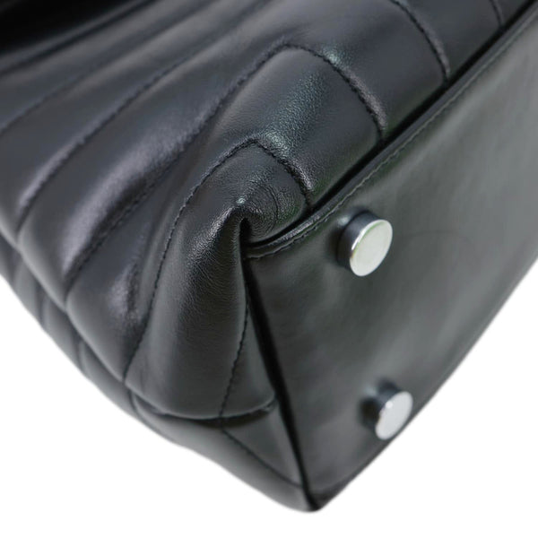 YVES SAINT LAURENT Loulou Quilted Leather Top Handle Shoulder Bag Black