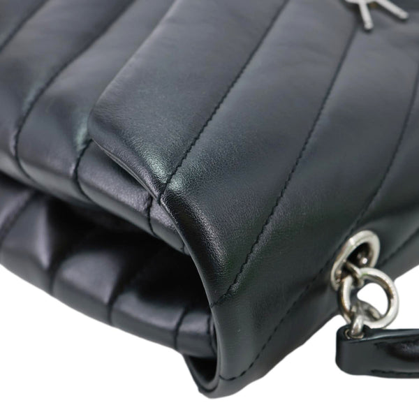 YVES SAINT LAURENT Loulou Quilted Leather Top Handle Shoulder Bag Black