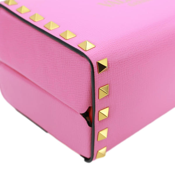 VALENTINO Garavani Rockstud Alcove Box Grainy Calfskin Leather Shoulder Bag Pink
