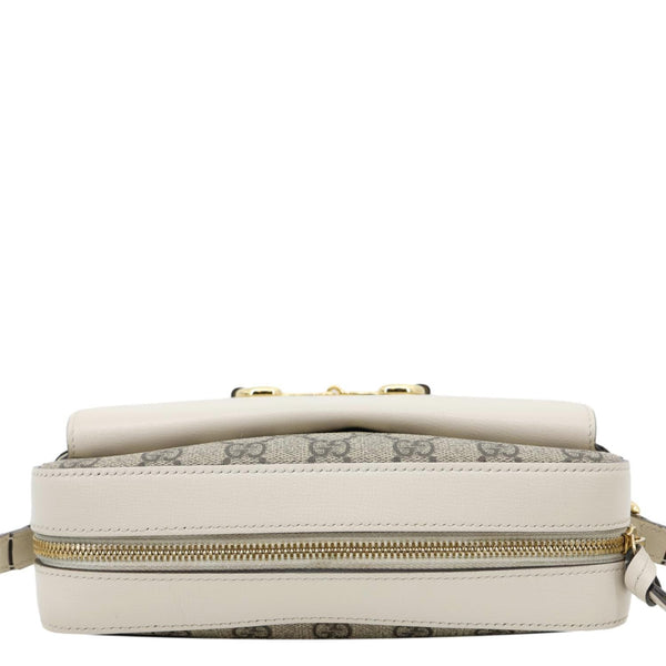 GUCCI Horsebit 1955 Small GG Supreme Canvas Shoulder Bag White 645454