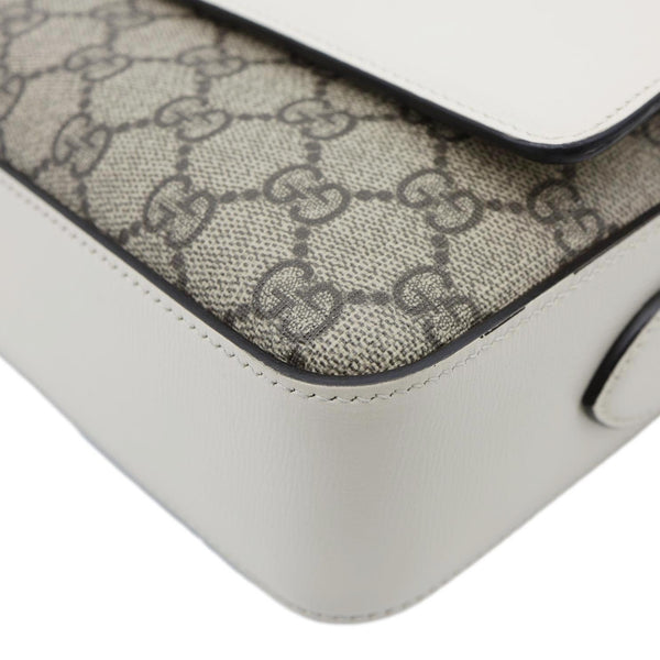 GUCCI Horsebit 1955 Small GG Supreme Canvas Shoulder Bag White 645454