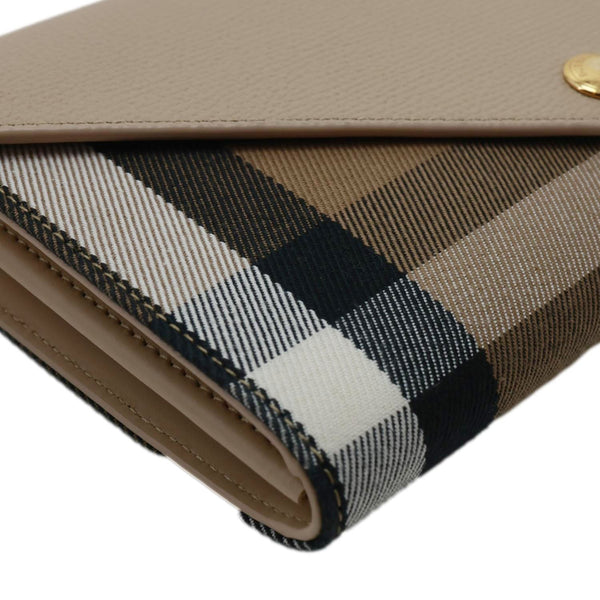 BURBERRY Hannah Envelope Calfskin House Check Wallet on Strap Beige