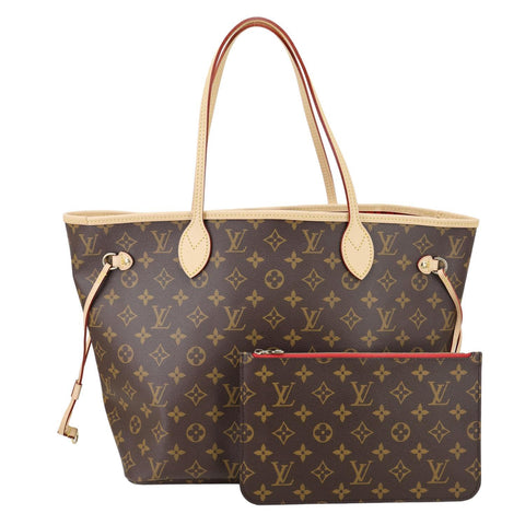 LOUIS VUITTON Neverfull MM Monogram Canvas Tote Bag Brown