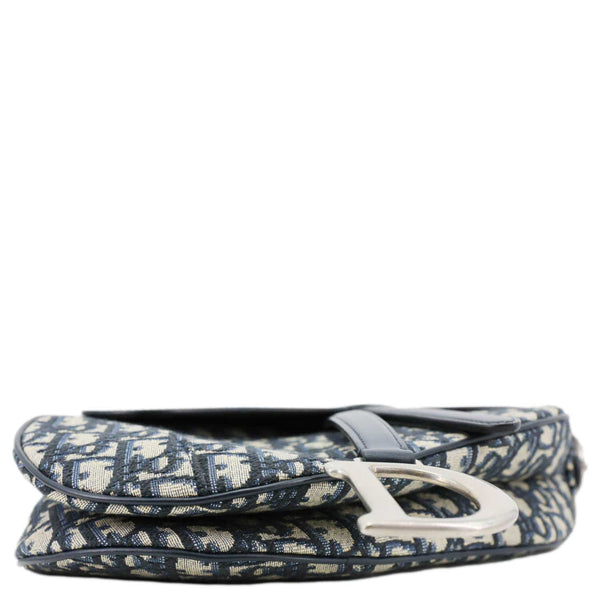 CHRISTIAN DIOR Saddle Oblique Jacquard Satchel Bag Navy Blue