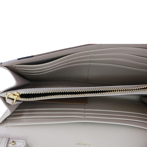 BURBERRY Hannah Envelope Calfskin House Check Wallet on Strap Beige