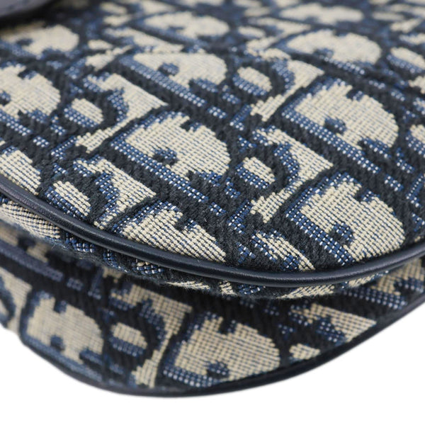CHRISTIAN DIOR Saddle Oblique Jacquard Satchel Bag Navy Blue